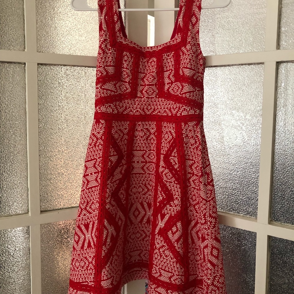 Anthropologie Maeve Emma Fit and Flare Red Dress